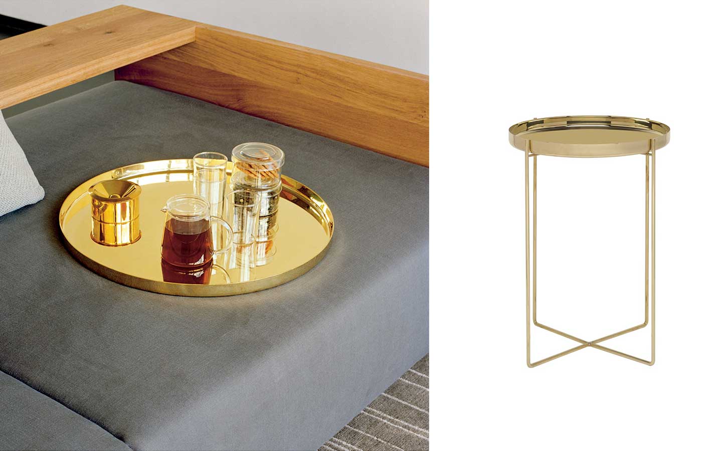 tavolino dorato per aggiugere il colore oro nella decorazione di casa